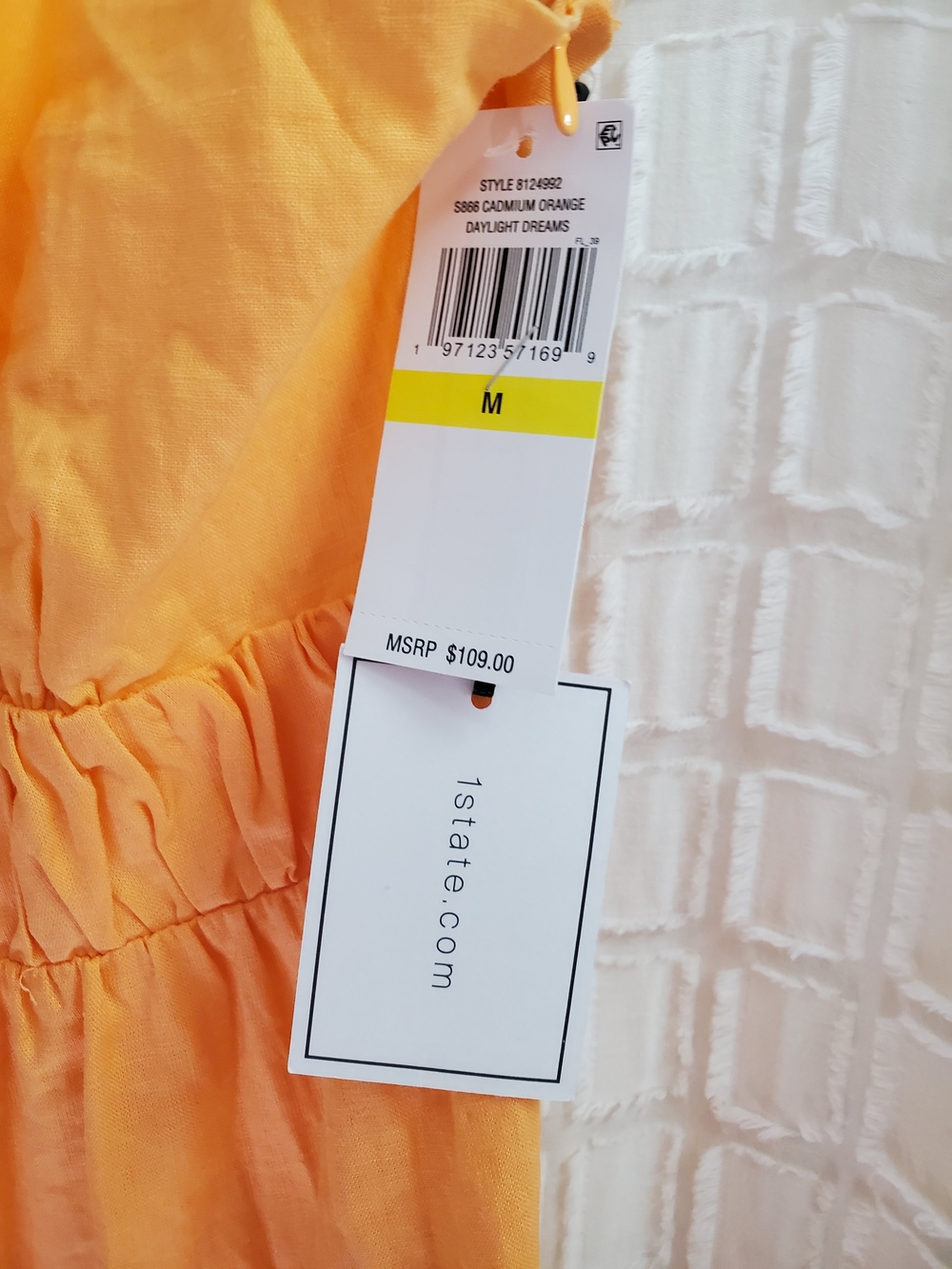 1. State Peach-Orange Tiered Spaghetti-Strap Midi Dress With Pockets - Picture 6 of 9